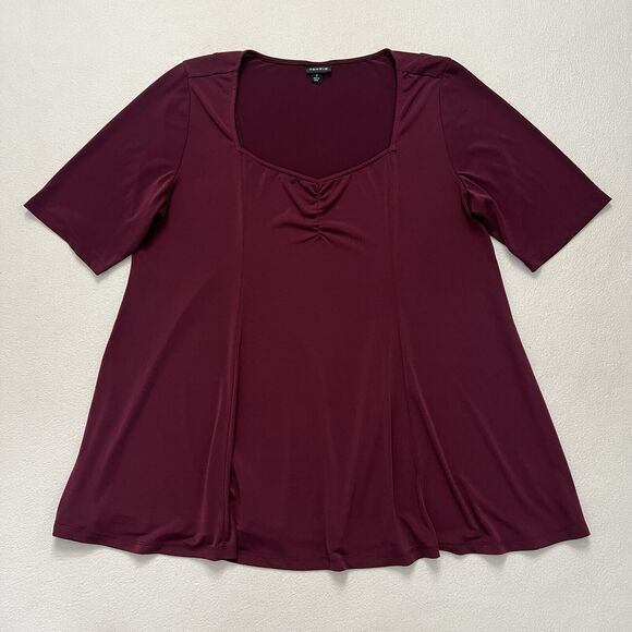 Torrid Highland Thistle Studio Knit Sweetheart Neckline Top Short Sleeve 1 1X - Picture 1 of 10